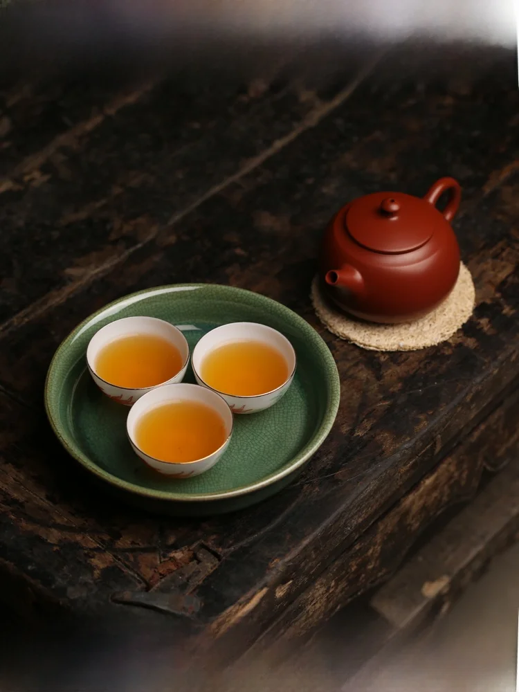 

Small Size Lu Li Tea Tray Green Drop Tea Set Small Dry Puff Tray Tea Accessories Tea Tray for Gongfu Tea Brewing Outdoor Use