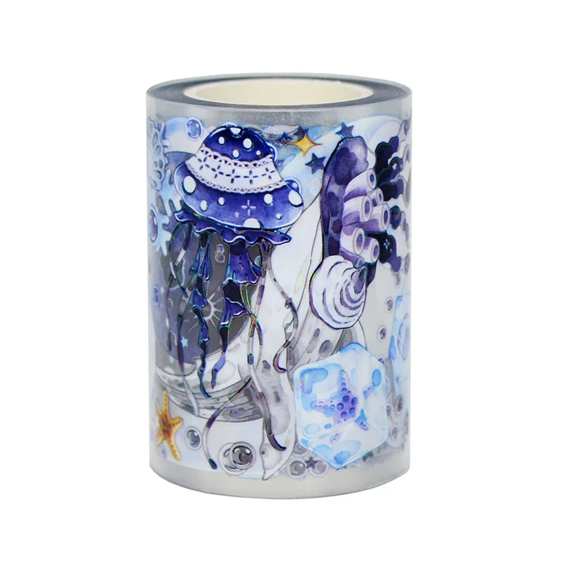 Azul Oceano Peixe Baleia Mar brilhante PET Tape, 5m