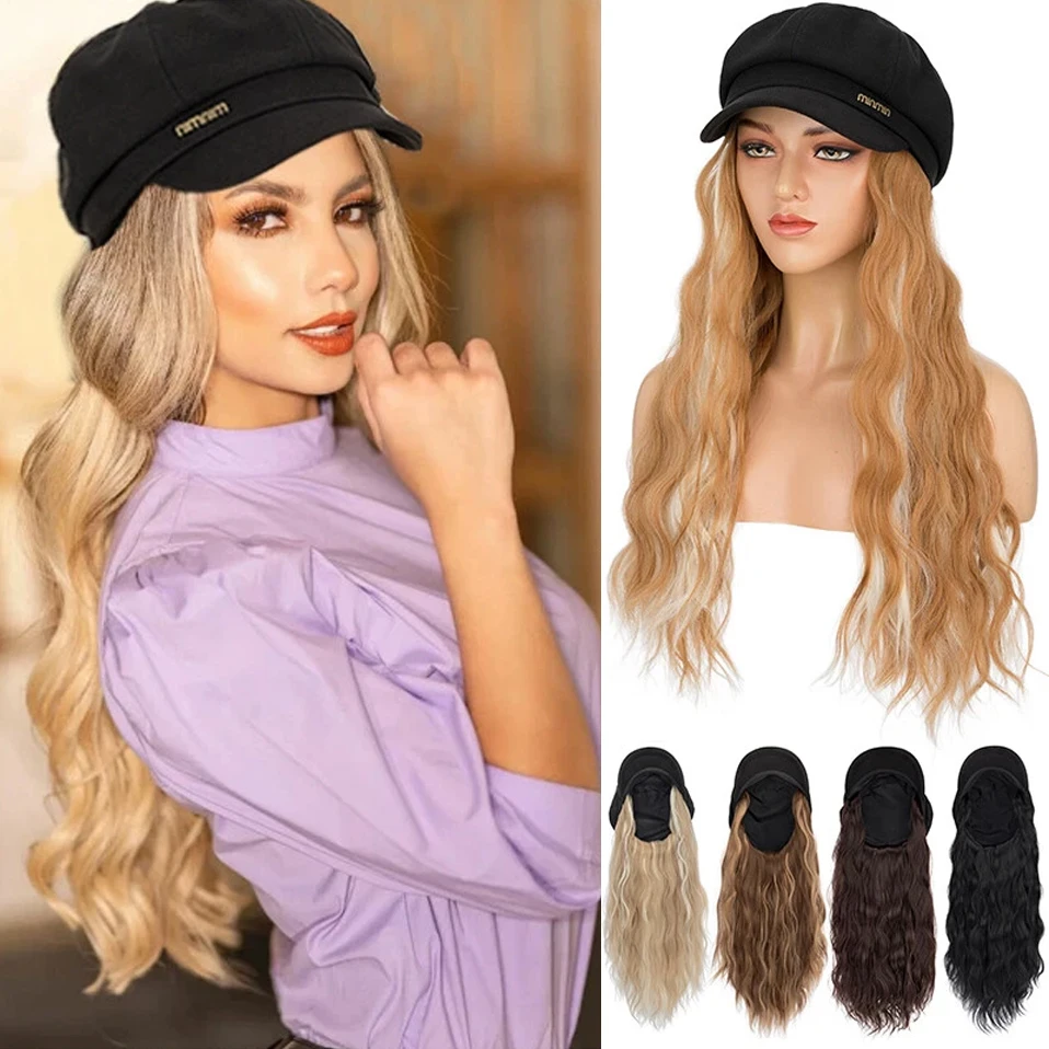 

Newsboy Cap Wig Hair Extenstion Synthetic Hairpiece Beret Cap 8 Panels Hat- Octagonal Visor Cap for Women Girls Ladies Gift