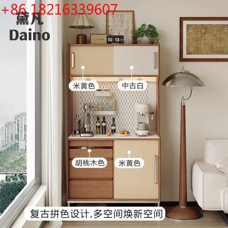 YAO Retro Dining Side Cabinet Integrated Storage Water Dispenser Tea Cabinet Solid Wood Color Matching Mid Century Modern Light