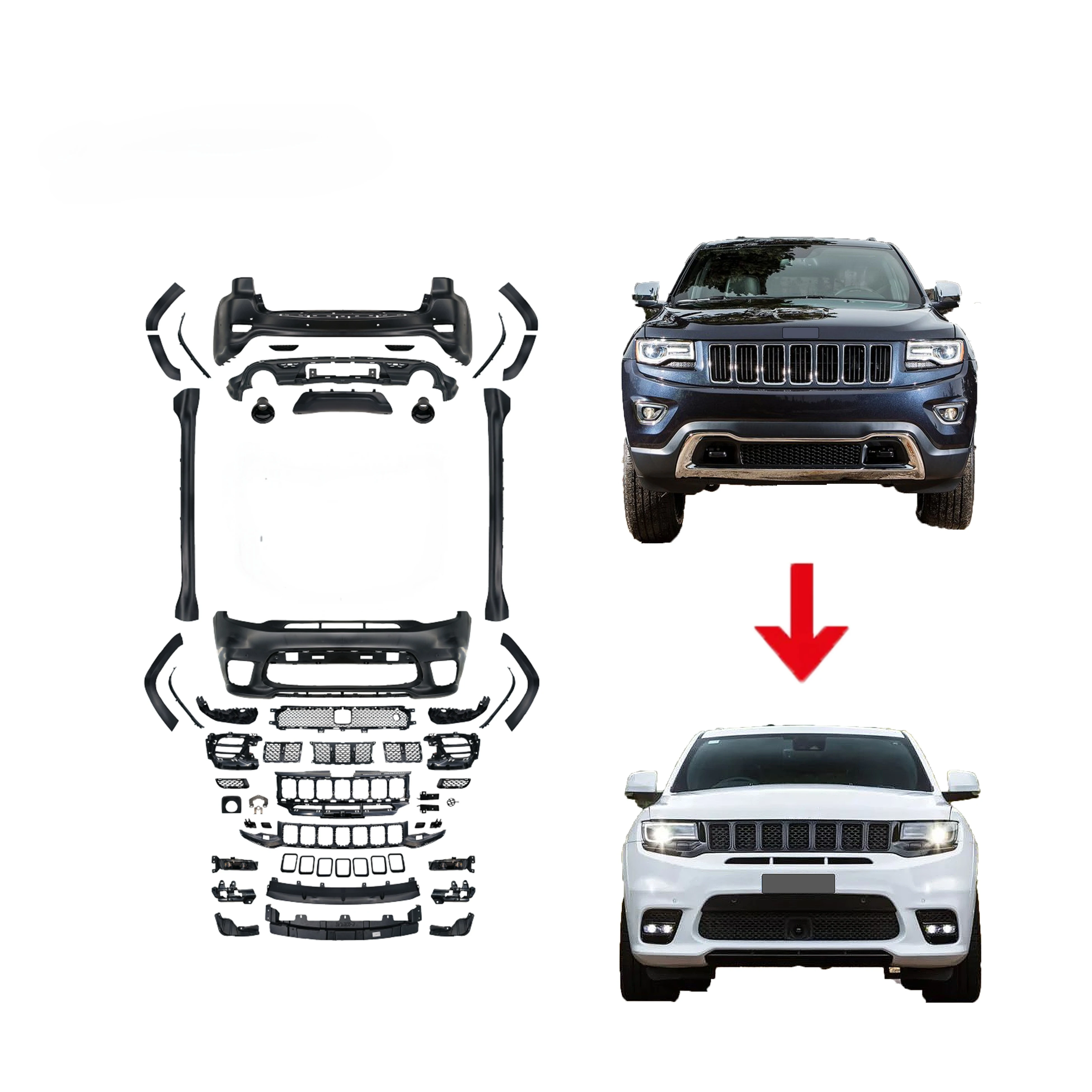 Car Modification Kit for JEEP Grand Cherokee 2014-2020 Modified SRT Kit Front and Rear Bumper Side Skirt Body Kit