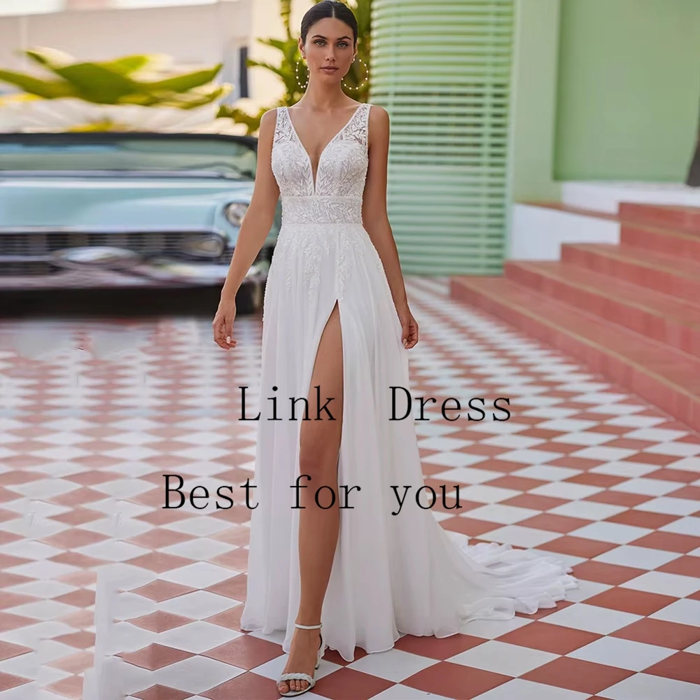 Fashion V Neck Wedding Dresses for Ladies Charming Chiffon Bridal Gowns Exquisite Sleeveless Vestidos De Novia New 2026 Summer