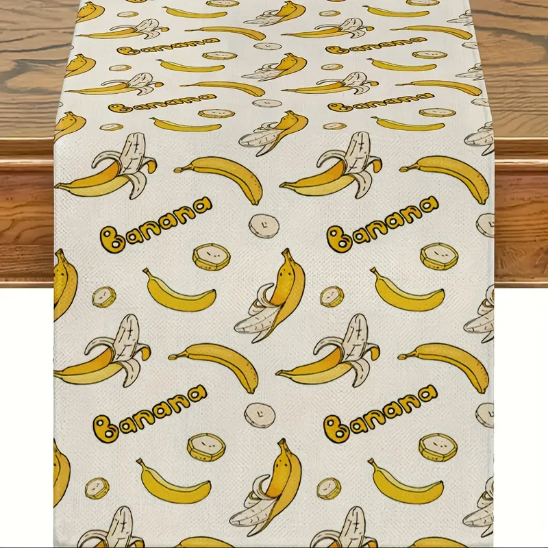 

1 Piece Banana-Themed Table Runner with Fun Yellow Banana and "Banana" Letter Patterns, Suitable for Farmhouse, Indoor, Kitchen, Celebrations, Table Decoration, Restaurant, and Banquet Decoration Supplies