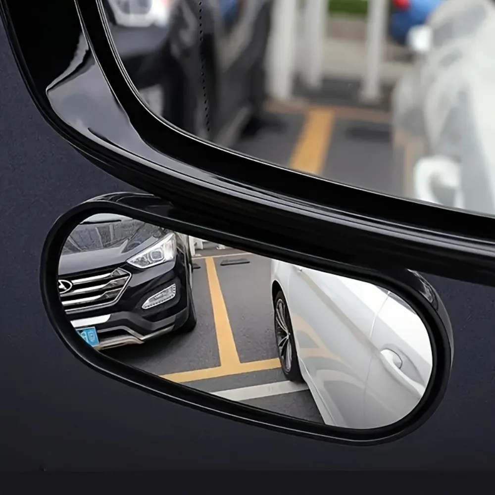 2pcs 360° Rotatable Wide-Angle Rearview Mirror High-Definition Large View Blind Spot Mirror for All Vehicles