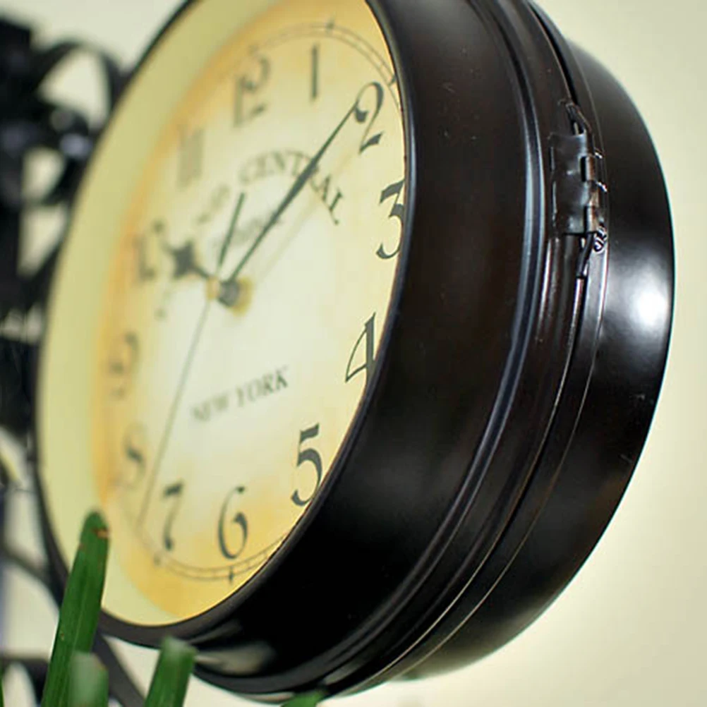 

Double Sided Clock Retro Wall Mount Silent Dustproof Moistureproof Coating Vintage Hanging Clock for Living Room Bedroom Office