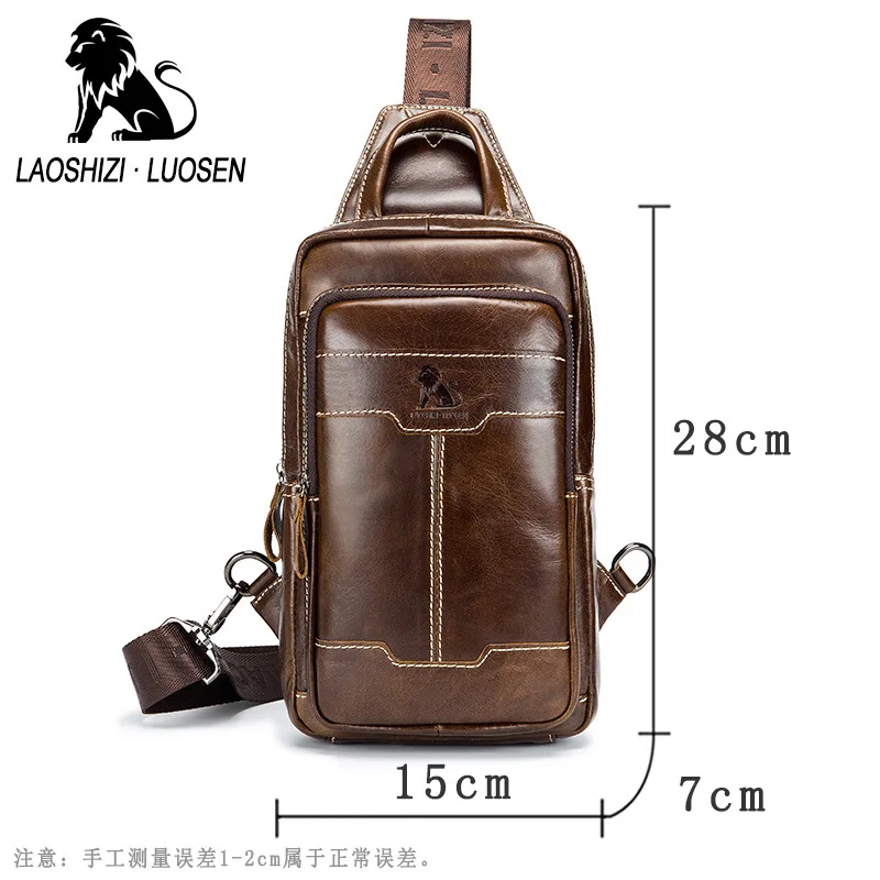 Brand Genuine Leather chest bag for men designer messenger bags fashion man\'s chest pack large capacity Business shoulder bag