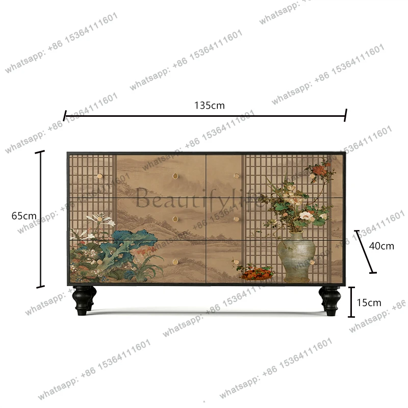 New Chinese style six-chest chest bedroom bedside storage locker solid wood dresser