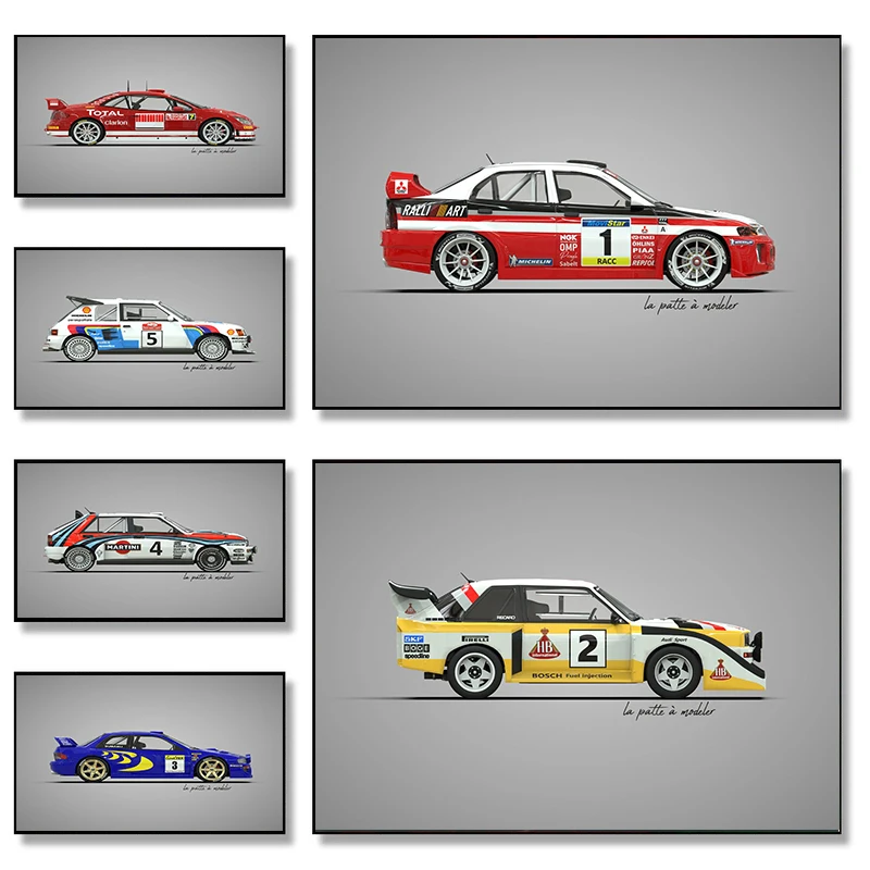 Classic Rally Cars Sport Vehicle Artwork Posters Modern Sport Car Canvas Picture for Living Room Bedroom Wall Art Home Decor