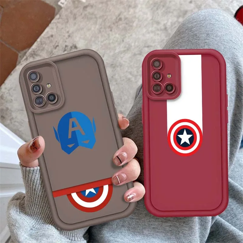 

Marvel Captain America Logo Phone Case For Samsung A73 A72 A56 A55 A54 A53 A35 A32 A25 A24 A23 A21s A14 A05 5G Eye Ladder
