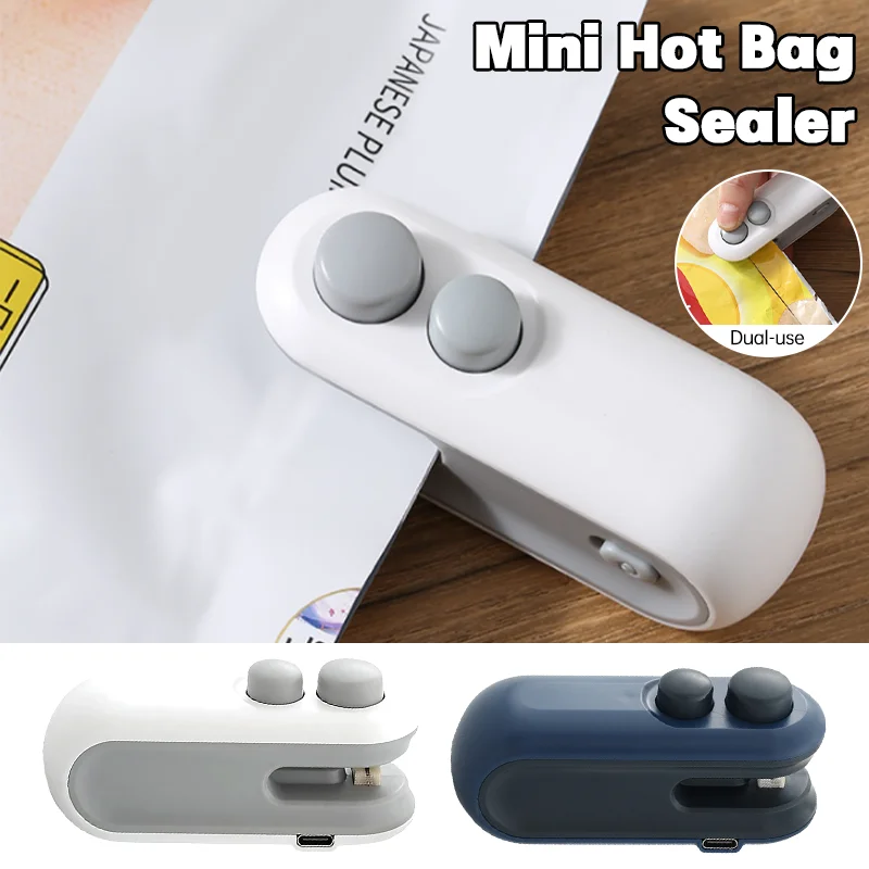 Mini máquina eléctrica de sellado de bolsas de calor, sellador de paquetes de bolsas, máquina de sellado de bolsas de plástico 2 en 1, sellador