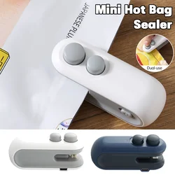 Mini máquina eléctrica de sellado de bolsas de calor, sellador de paquetes de bolsas, máquina de sellado de bolsas de plástico 2 en 1, sellador térmico de bolsas de plástico de mano