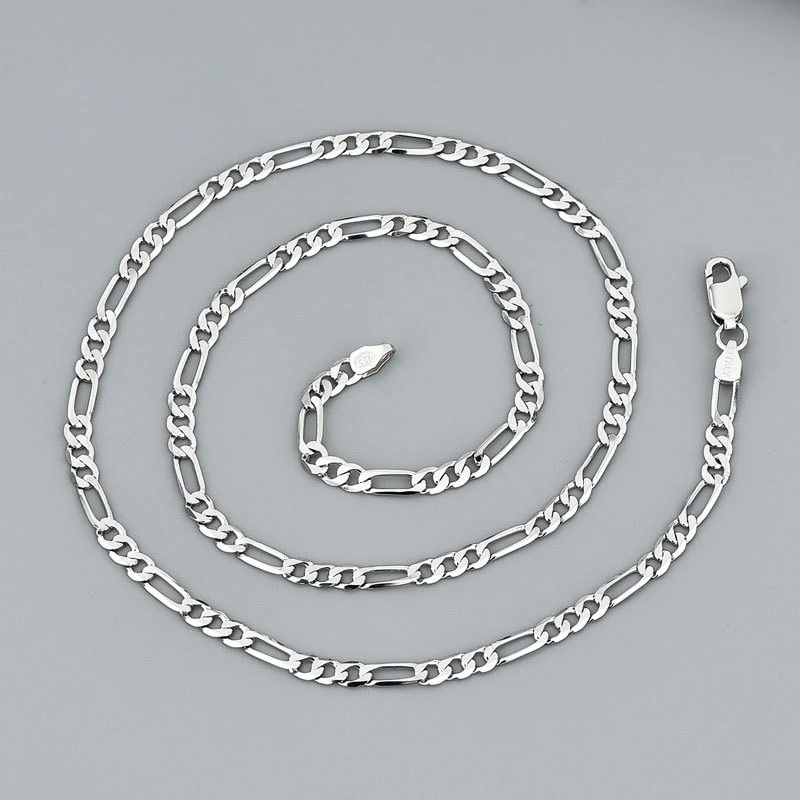 4mm 925 Sterling Silver Necklace Pressed flower Shining for Women Man Wedding Jewelry Engagement Charm Party Gift Fine N288