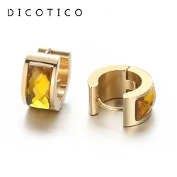New Hoop Earrings for Women Stainless Steel Semi-circle Colorful Crystal Glass Earring Women's Wedding Ear Jewelry Wholesale