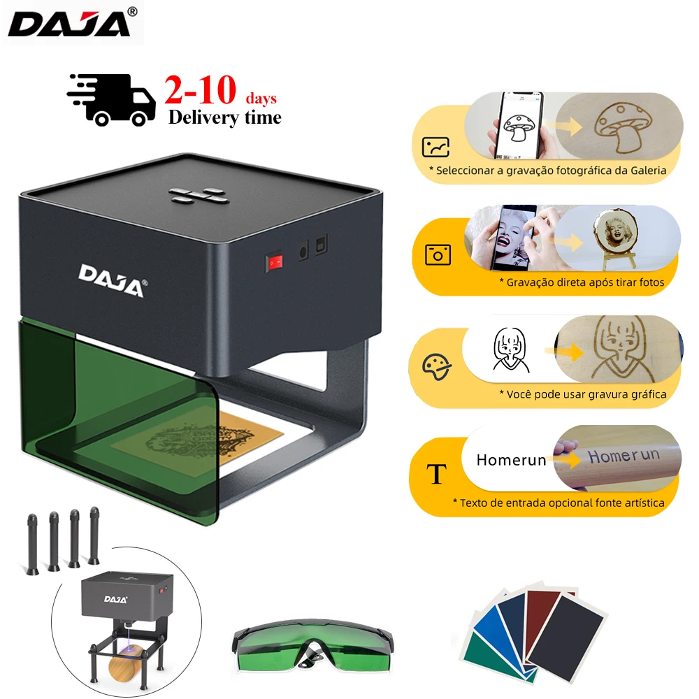 DAJA DJ6 Laser Engraver Mini Portable DJ6 Laser Cutter and Engraver 3000mw Fast Mini Logo Mark Printer DIY Cutter Wood Plastic