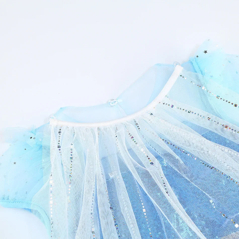 Kinder Mädchen Eis-Schnee-Prinzessin Kostümkleid mit Pailletten, Umhang und komplettem Zubehör für Halloween, Geburtstag, Cosplay, Themenparty-Outfit – Detail 12