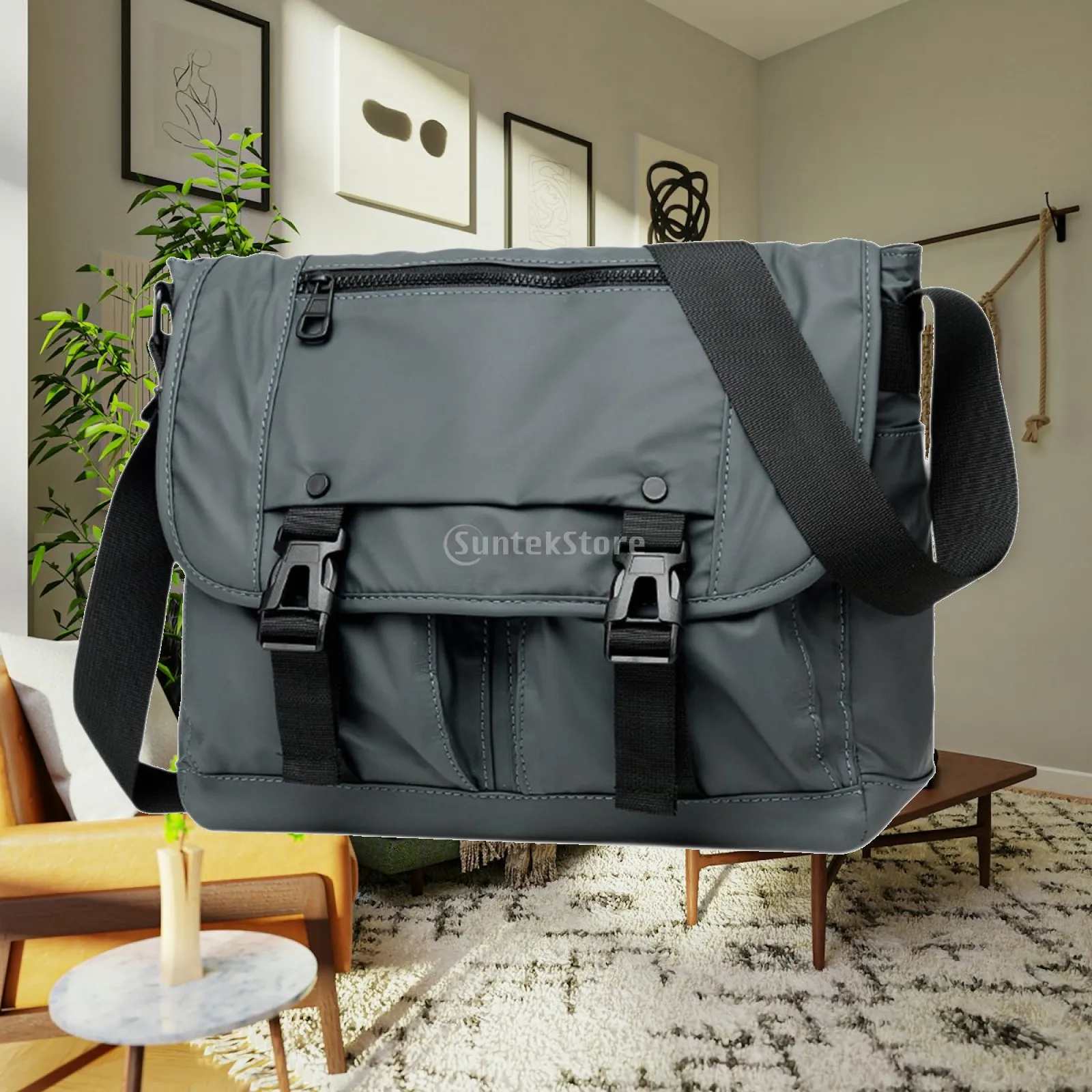Messenger Bag Multilayer Pocket Nylon Lightweight Trendy Adjustment Shoulder Strap Wallet Tote Bag for Shopping Vacation Beach