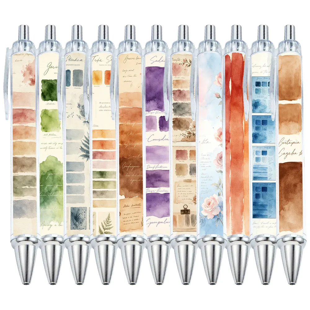 11/17 PCS Art Watercolor Research Color Chart Ballpoint Pen - Mood Collage Gift Pen - Pattern Random