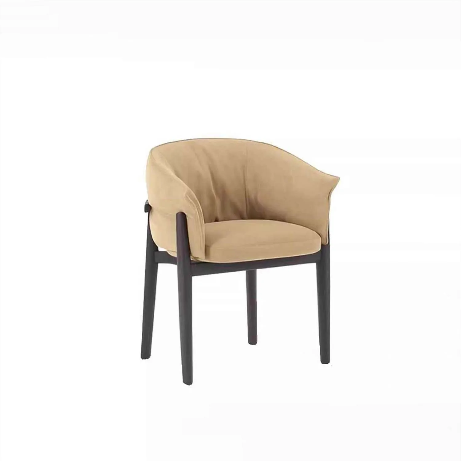 Italian Minimalist Dining Chair Solid Ash Wood Microfiber Upholstery Frosted Backrest Armchair for Home Tea Room Library Use
