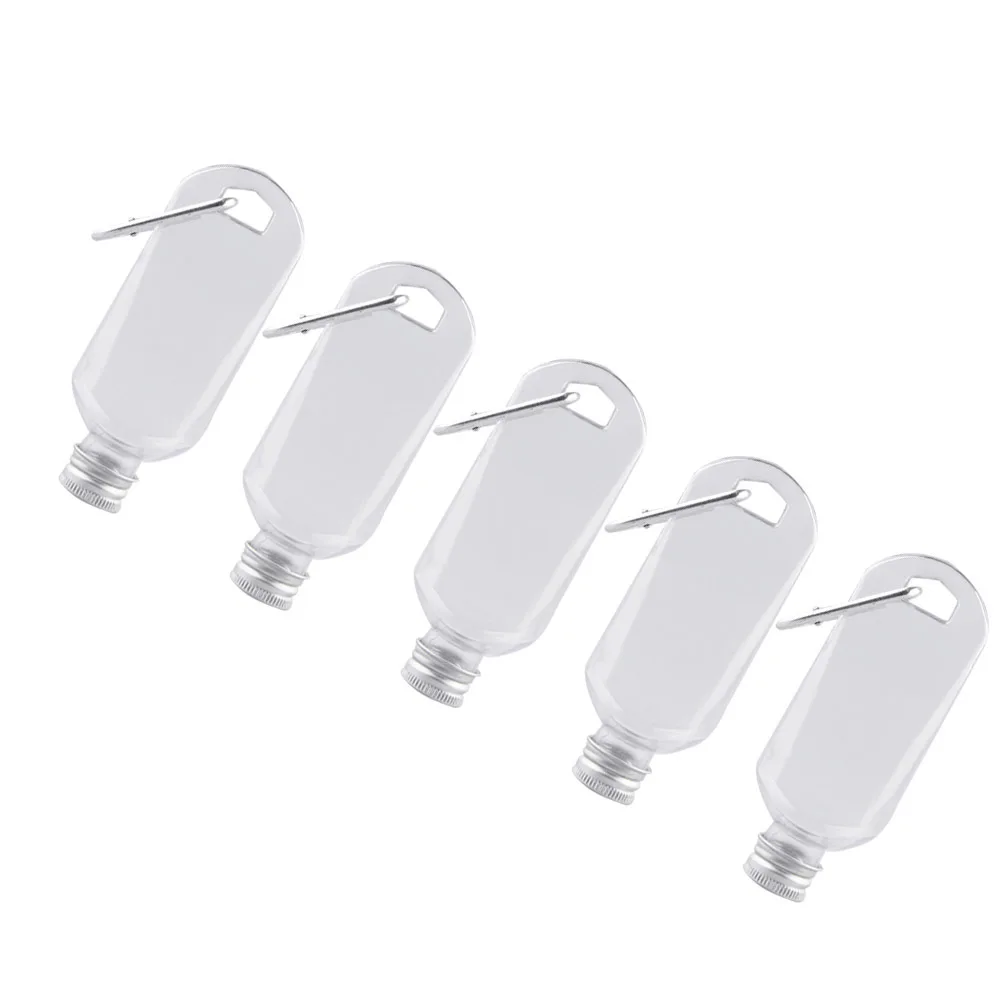 5 قطعة إعادة الملء السفر 30 مللي زجاجات الصابون السائل المحمولة مع هوك للشامبو غسل الجسم منظف الوجه زجاجات فارغة في الهواء الطلق