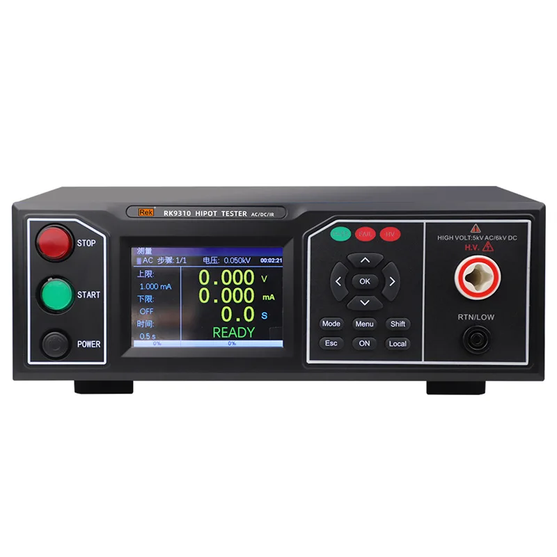 

Merrick RK9320 AC and DC withstand voltage insulation tester 6KV 20mA programmable 100G resistance arc detection