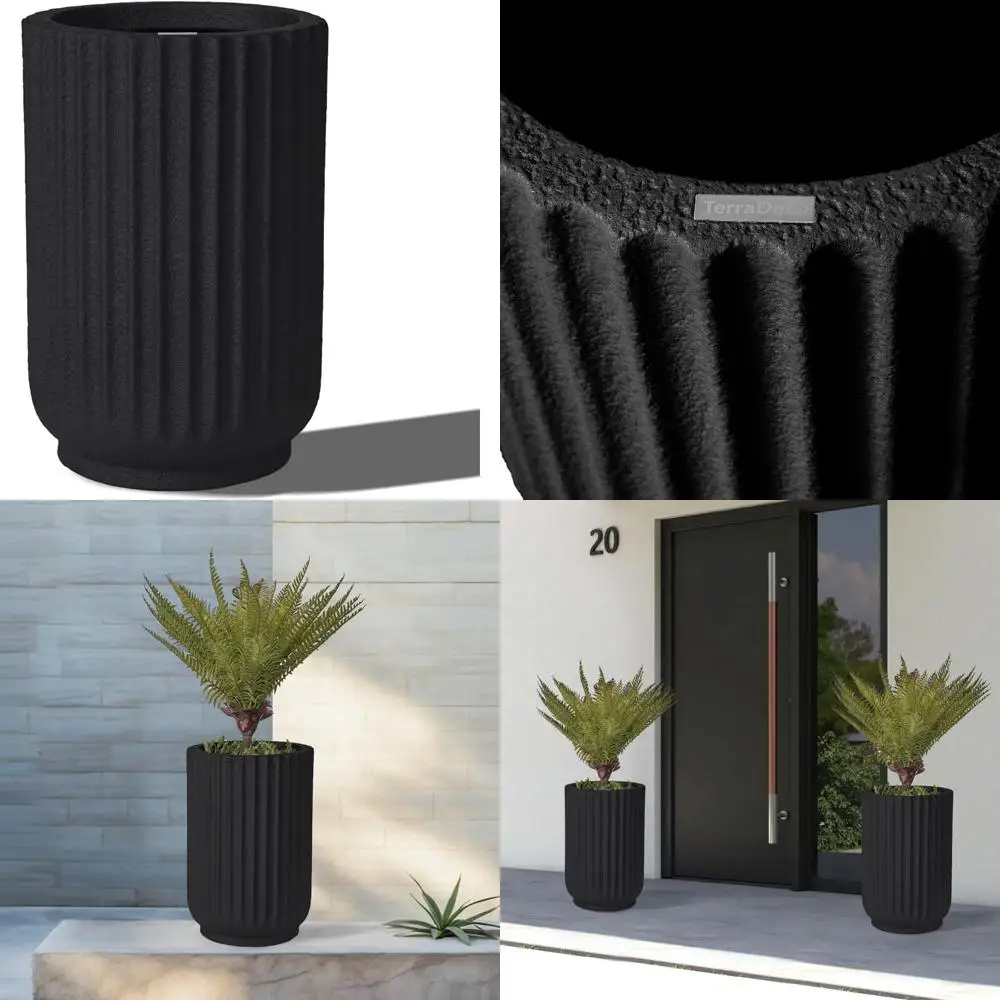 

Roman Style Column Planters - 20 Inches Tall, Black and White, Perfect for Entrances and Living Room Corners, Durable Fiberglass
