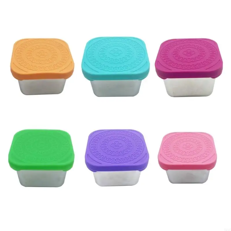 

T21C Stainless Steel Storage Box with Silicone Sealing Lid Square Sauce Cup