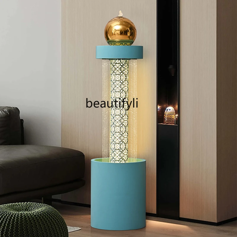

Modern home flowing water ornament indoor floor-to-ceiling large decoration living room, high-end water fountain