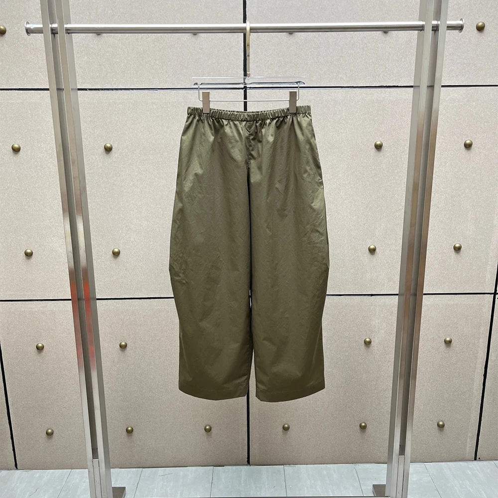 Women 100% Cotton Pants Elastic High Waist Loose Straight Trousers Lightweight Breathable Casual Pants Ladies Daily Streetwear