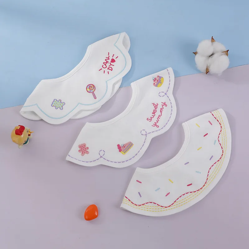 Elinfant 3pcs 0-3Y embroidery baby saliva towel 100% cotton flower baby bandana drool bibs