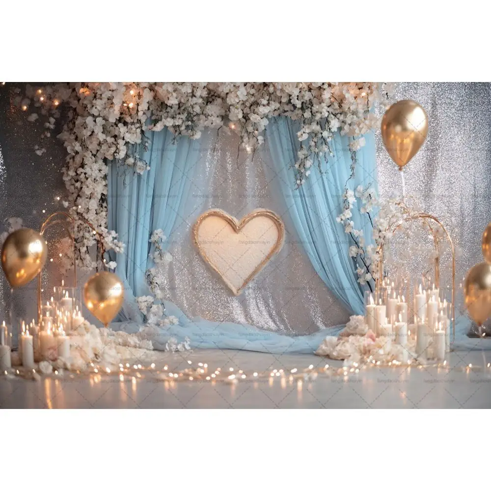 Valentine's Day Photography Background Love Heart Balloon Birthday Wedding February 14th Event Party Decoration Photo Background