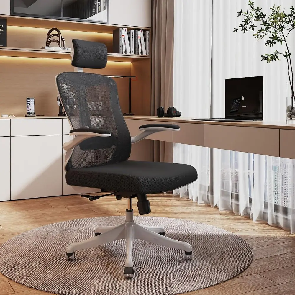 

Эргономичное сетчатое кресло с поворотным механизмом, регулировка наклона 90-130° ° Кресло с регулируемой спинкой и поясничной опорой для комфортного использования в офисе или дома