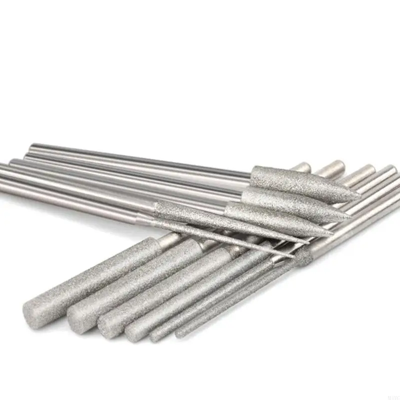 M4YC 11pcs Diamonds Burr Set với công cụ toàn bộ Shanks để mô hình hóa thủ công DIY
