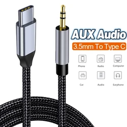 USB C para 3.5mm Aux Cable Speaker, Cabo de áudio para fone de ouvido do carro, Conversor Tipo C, Jack Speaker para Samsung, Xiaomi, Realme