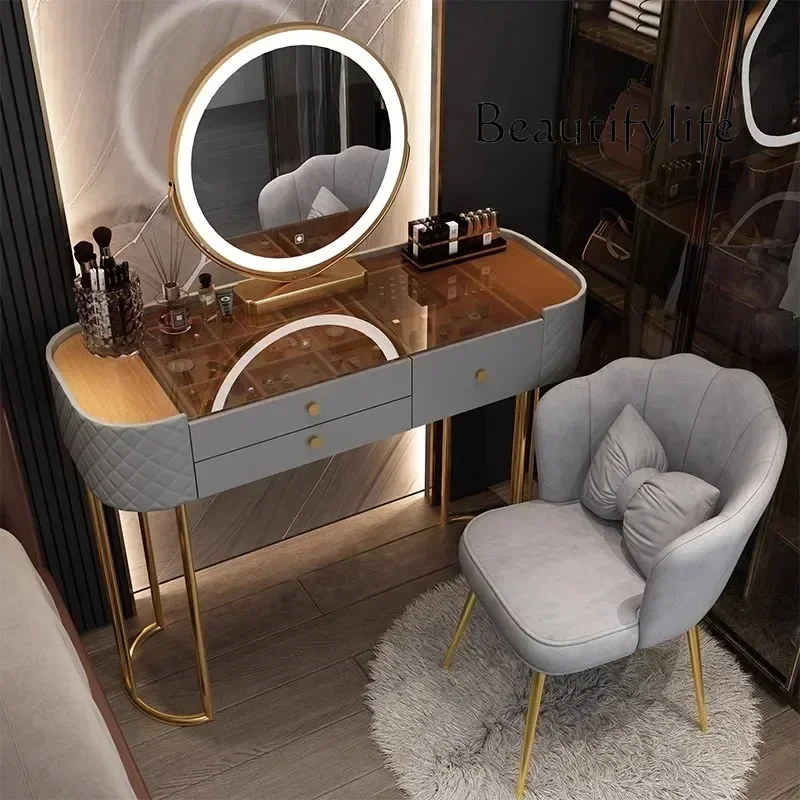 

Makeup Luxury Dressing Table Mirror Led Light Salon White Dressing Table Storage Bedroom Comoda Pra Quarto Home Furniture