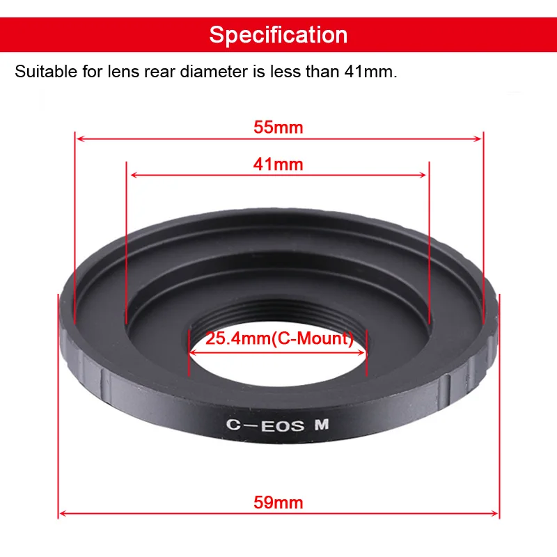 C-EM Adapter For C mount 16mm 1/2" CCTV lens To Canon EF-M EOS M M3 M5 M10 Camera