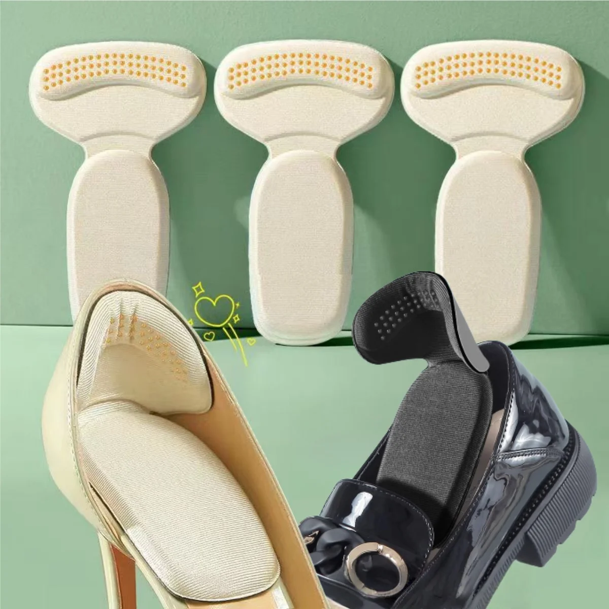 6pcs Heel Pads for Shoes Too Big Adjust Size Sponge Heel Protector Stickers High Heels Pain Relief Inserts Foot Insoles Women