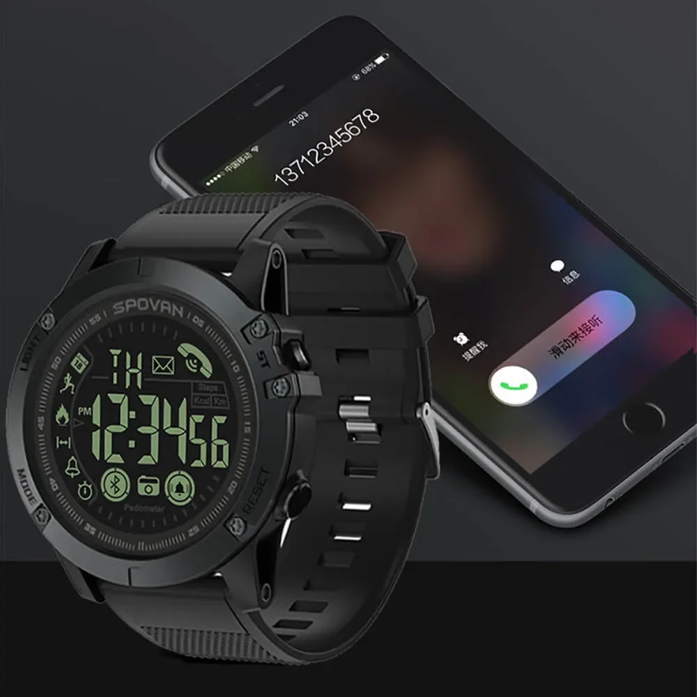 SPOVAN Brand PR1 Bluetoothes Smart Watch For Man Fashion Sport Clock Digital Watch 50m Waterproof Smartwatch Relojes