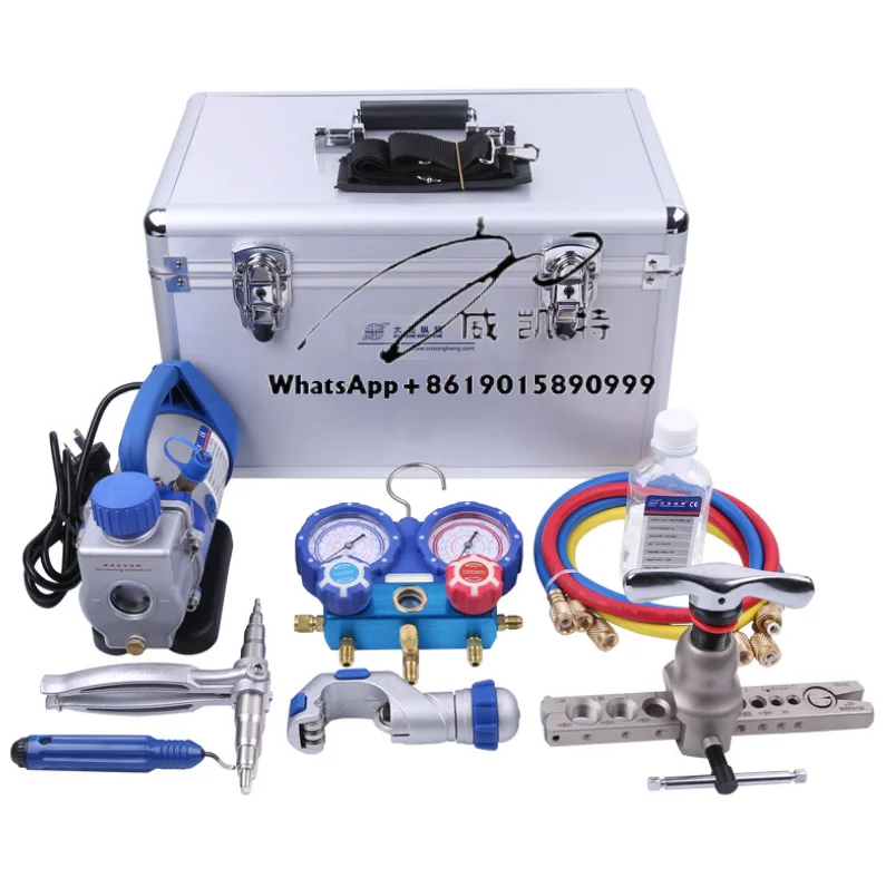 

WK-7P DSZH Vacuum Pump Deburrer Charging Hose Flaring Tool Tube Cutter Manifold Gauge Refrigeration Tool Kit