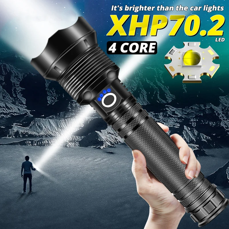 

USB Rechargeable Zoom Torch Lamp, Super Powerful, Xhp70, Xhp50, 18650 or 26650 Battery, Camping, Outdoor LED Light