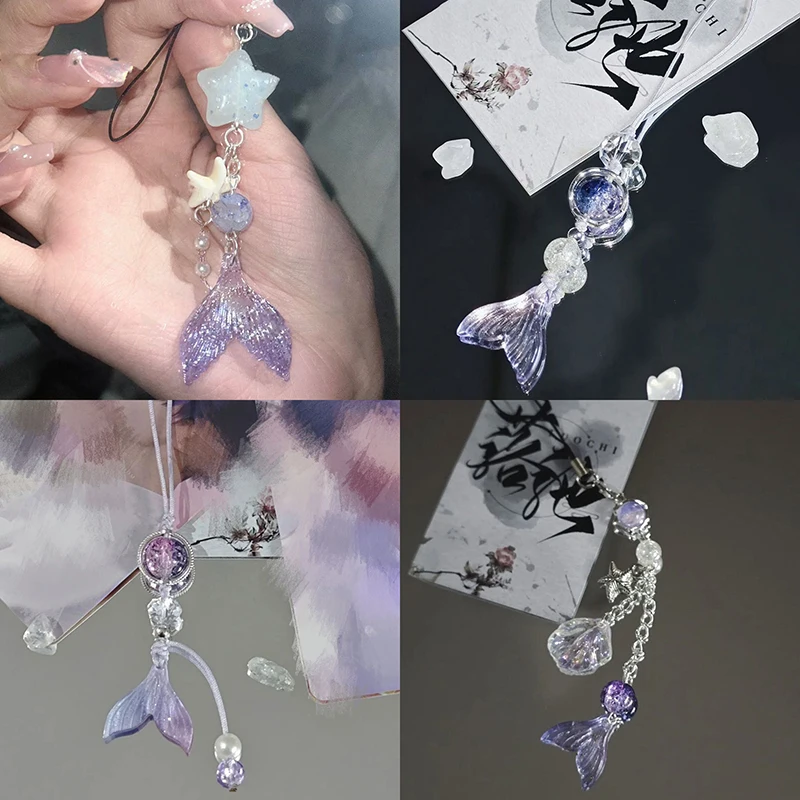 Creative Game Role-playing Couple Cell Phone Chain Fishtail Bag Pendant Keychain Y2K Delicate Jewelry Backpack Accessories Gift