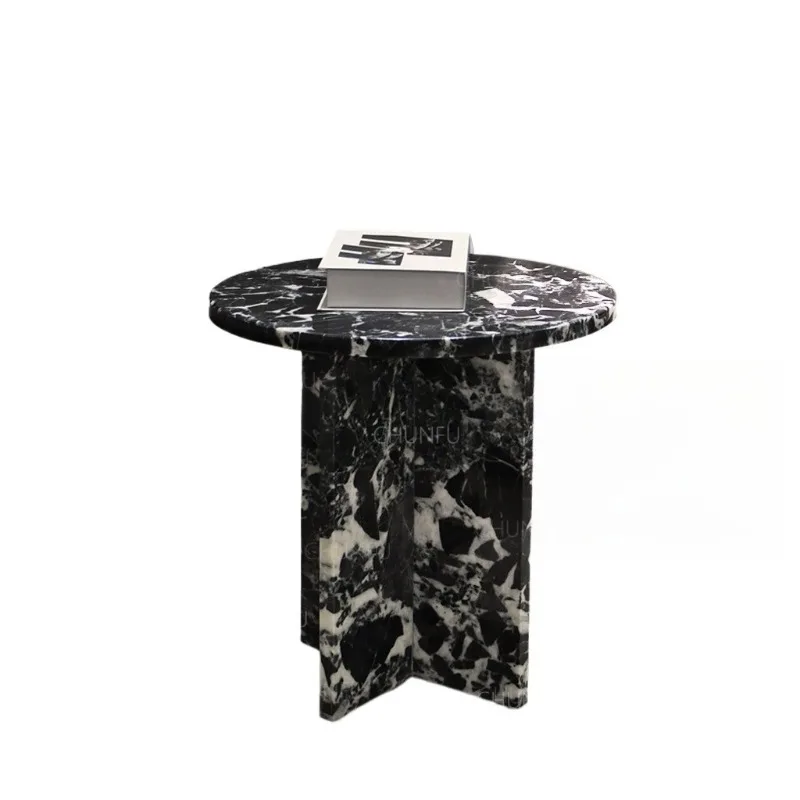 Custom Size Caracatavolia Marble Base Stone Modern Retractable Coffee Table Household Natural Limestone Black