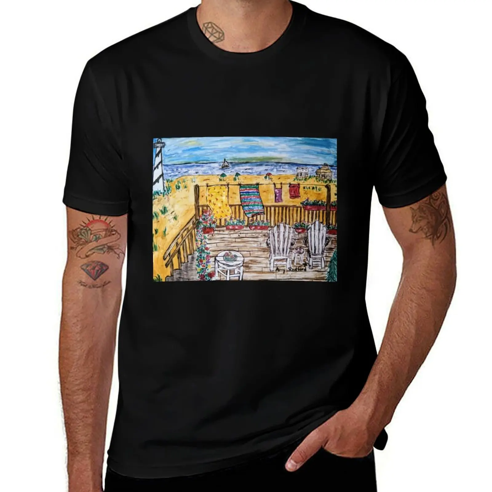 

Hatteras Beach House T-Shirt Relaxed Casual Short Sleeve Tee