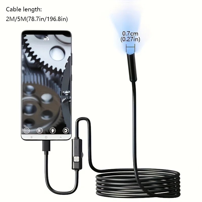 Type-c Android USB Endoscope Camera 7.0mm Soft Cable PC Android Phone Endoscope Pipe Type C Endoscope Inspection Mini Camera view 5