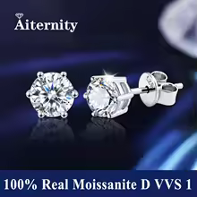 Stud Earrings Certified Genuine Moissanite 925 Silver - LZ Silver - White
