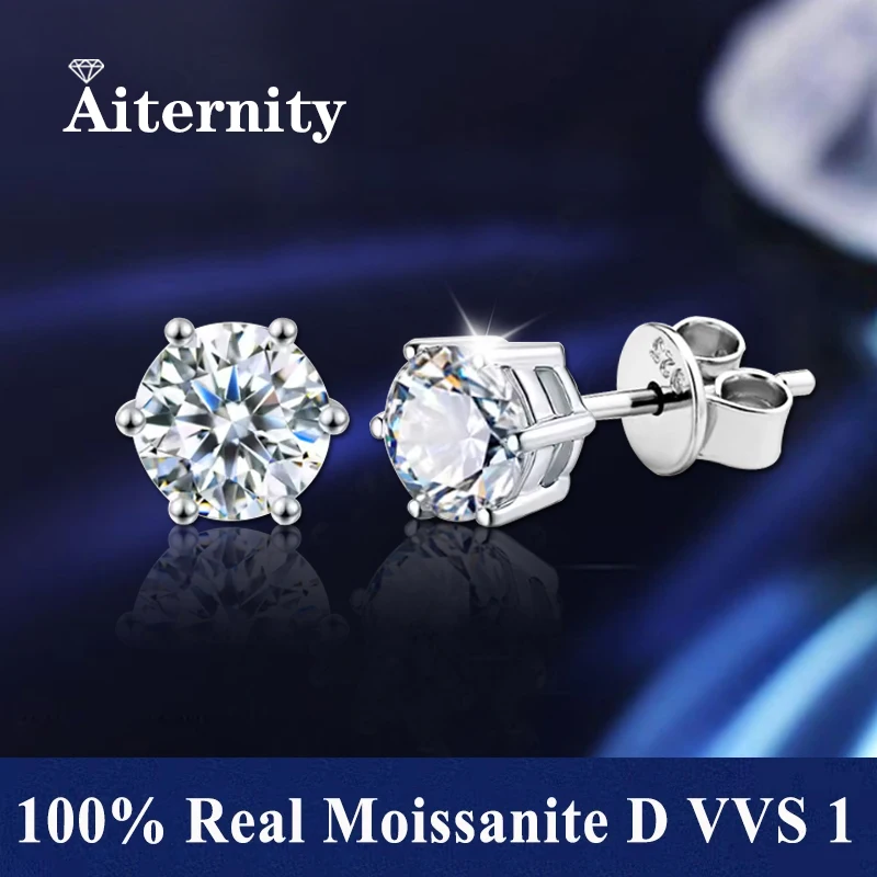Promotion 100% Sterling Silver D VVS1 Pass Diamond Tester Pen Moissanite Stud Earrings For Women 2 GRA Certificates Moissanite