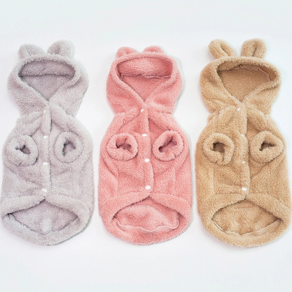 

Pet Dog Clothes Winter Bear Ears Hooded Thick Fleece Coat No Sleeve Buckle Closure For Outdoor Christmas Photo Session Small