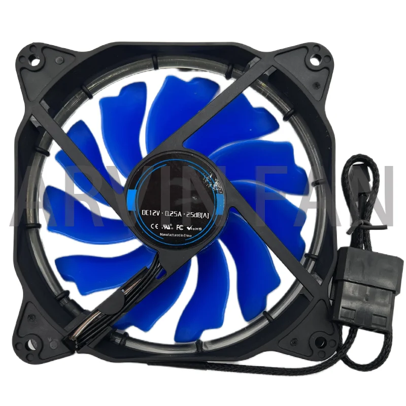 

120mm Cpu Cooler 1pcs Blue LED Fan 120X120X25mm DC 12V 0.25A Silent Solar Eclipse Chassis Cooling Fan