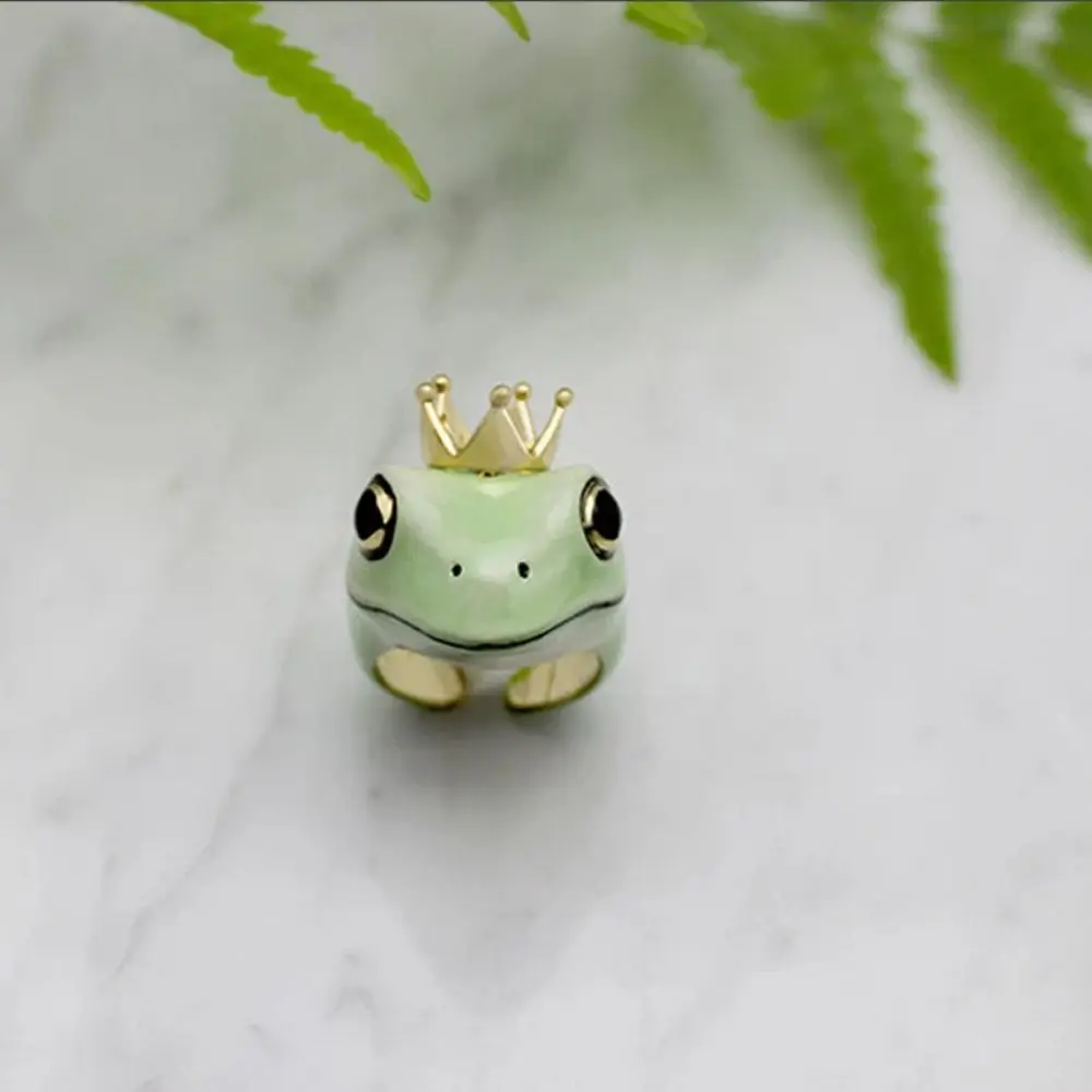 Модное Оригинальное кольцо в форме короны лягушки регулируемое кольцо из сплава милые ювелирные изделия в форме животного аксессуары для мужчин