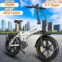 VITILAN V3 2.0 Fold Electric Bike 750W Motor 48V13Ah Removable Battery City EBike 20*4 Fat Tire Hydraulic Brake Electric Bicycle
