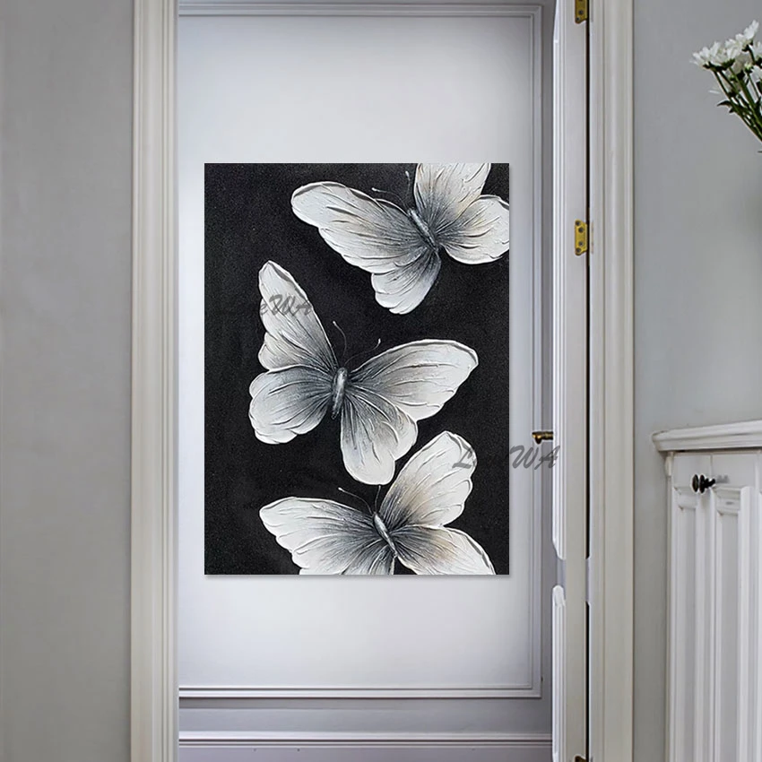 Palette Knife Canvas Art Beautiful Butterfly Animal Modern Paintings Handmade Wall Art Pictures For Hotels Luxury Home Decor